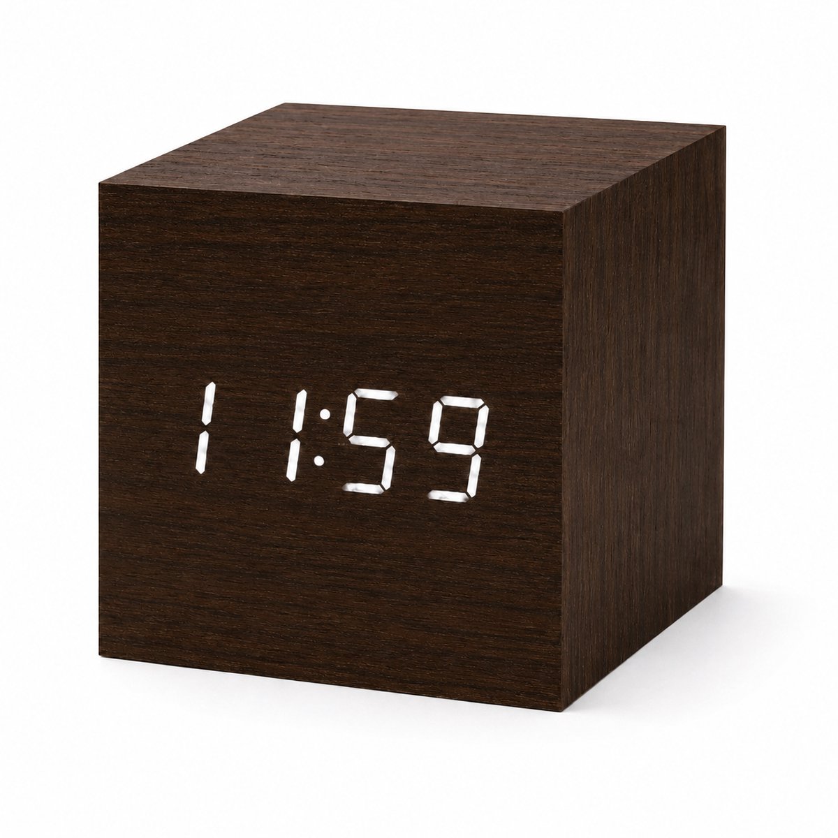 AXBO Digitale Houten Wekker – 3 Alarmen – Snooze – Sound Control – LED Display – USB + Adapter Inclusief- Bruin
