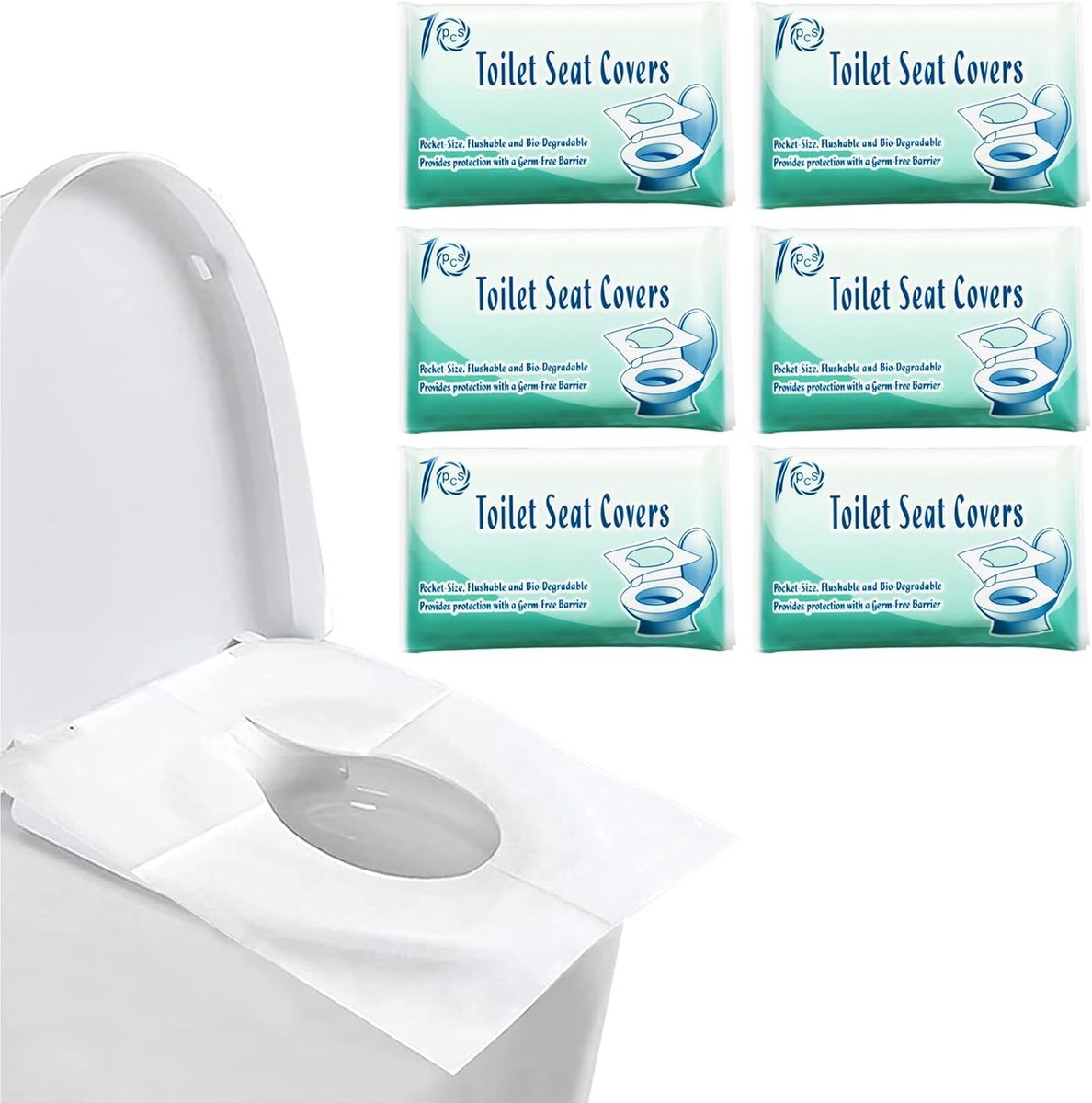 Toiletzitting beschermcovers - 60 stuks - 100% afbreekbaar - Hygiënische bescherming - Ideaal voor op reis - ShopVlot