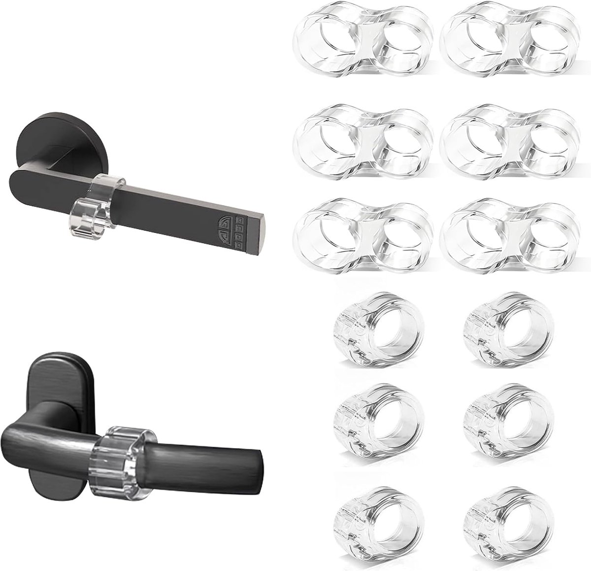 Deurstopper set 12 stuks - transparant - 6 ronde & 6 '8' vorm - bescherming voor deurhandels - ShopVlot