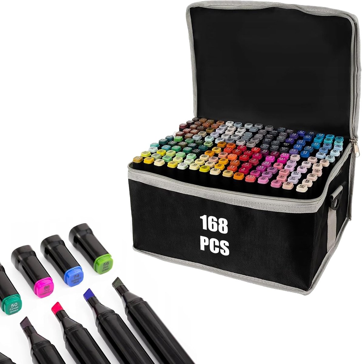 Alcohol Marker Set 168 Kleuren - Dubbelzijdige Stiften - Sneldrogend en Permanent - Perfect voor Manga en School - ShopVlot