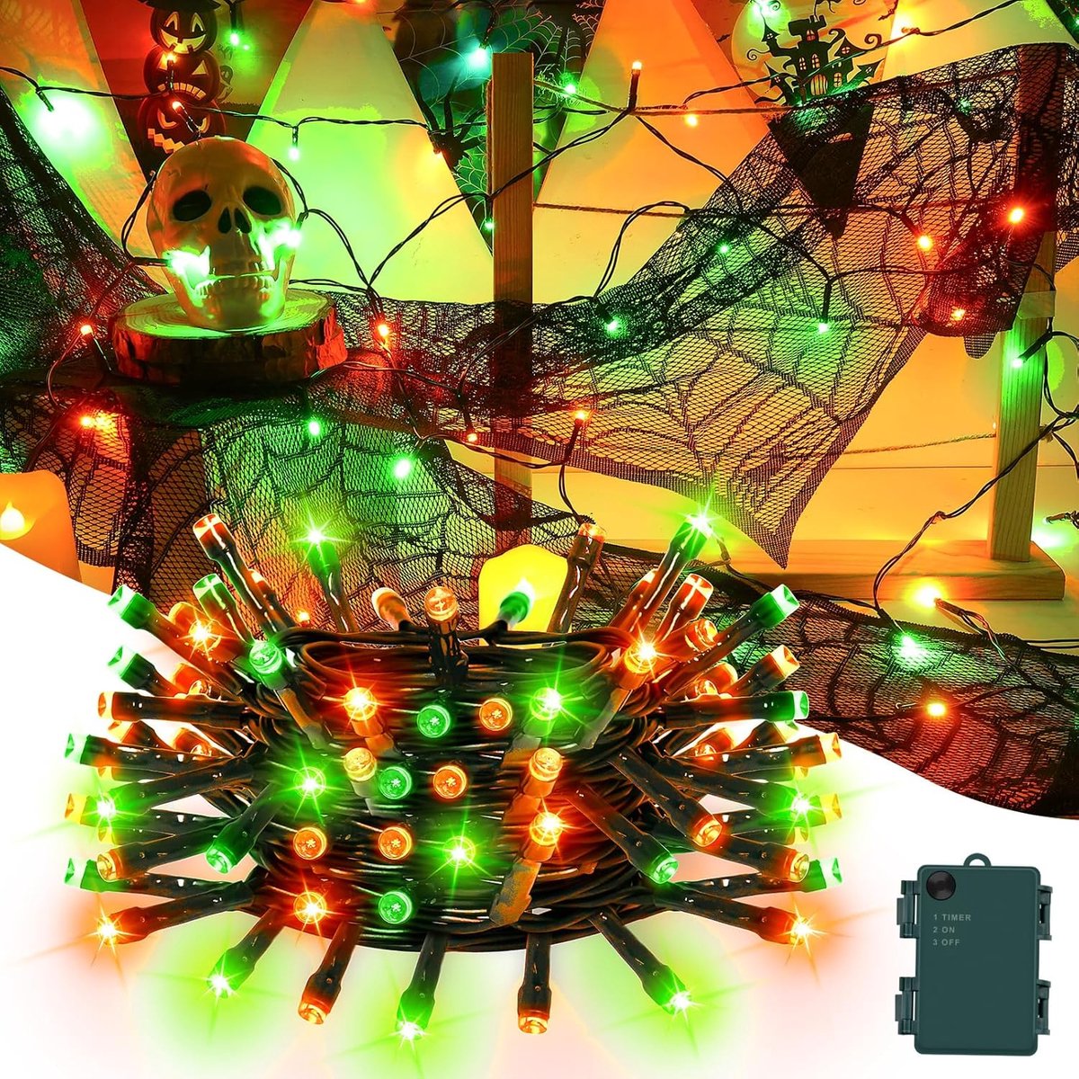 LED fairy lights 5 m 50 lampjes - batterij - IP65 waterdicht - sfeervolle Halloween decoratie - ShopVlot