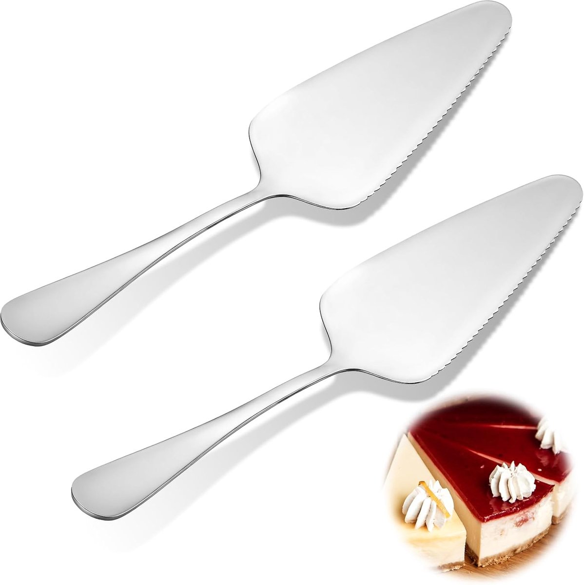 Taartschep met gekartelde randen - 2 stuks - roestvrij staal - ideaal voor het snijden en serveren van taarten - ShopVlot
