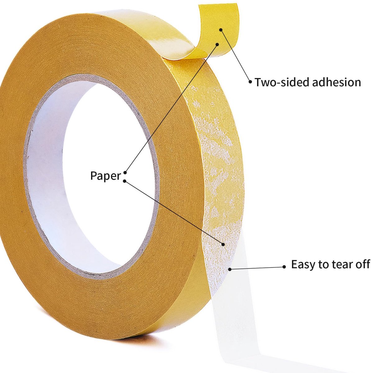 Thijox - Dubbelzijdig Dun Plakband 5 mm x 50 m - Sterk en Permanent Klevend Plakband - Transparant Plakband voor Metaal, Papier, Kunststof, Glas, Hout
