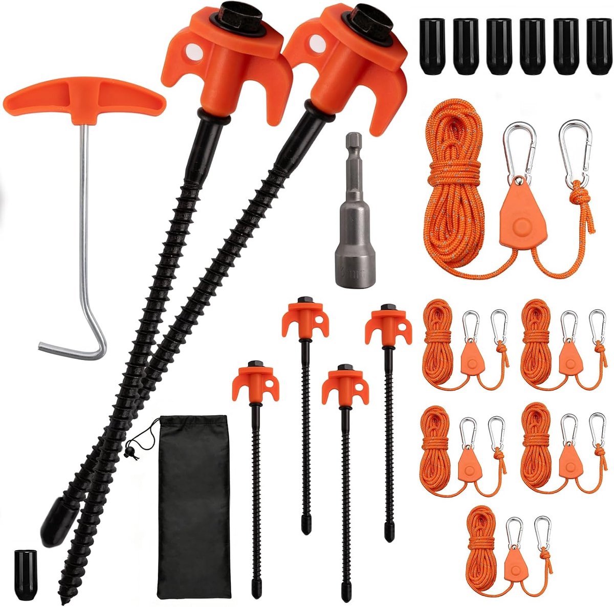 Tentpinnen 20 cm - Stalen bevestiging - Reflecterende schokkoorden - Ideaal voor camping - ShopVlot