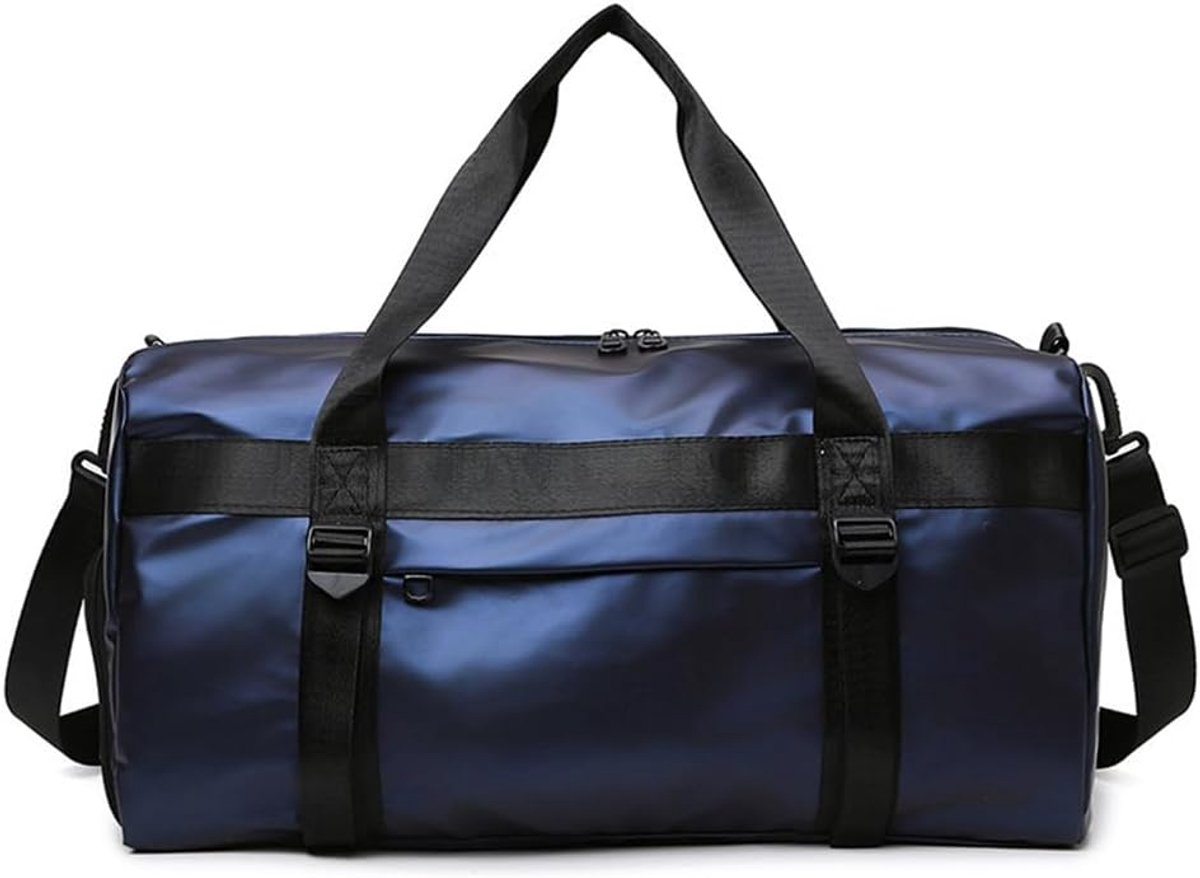 Sporttas grote capaciteit 50 x 25 x 25 cm - Blauw - Inclusief nat vak en schoencompartiment - ShopVlot