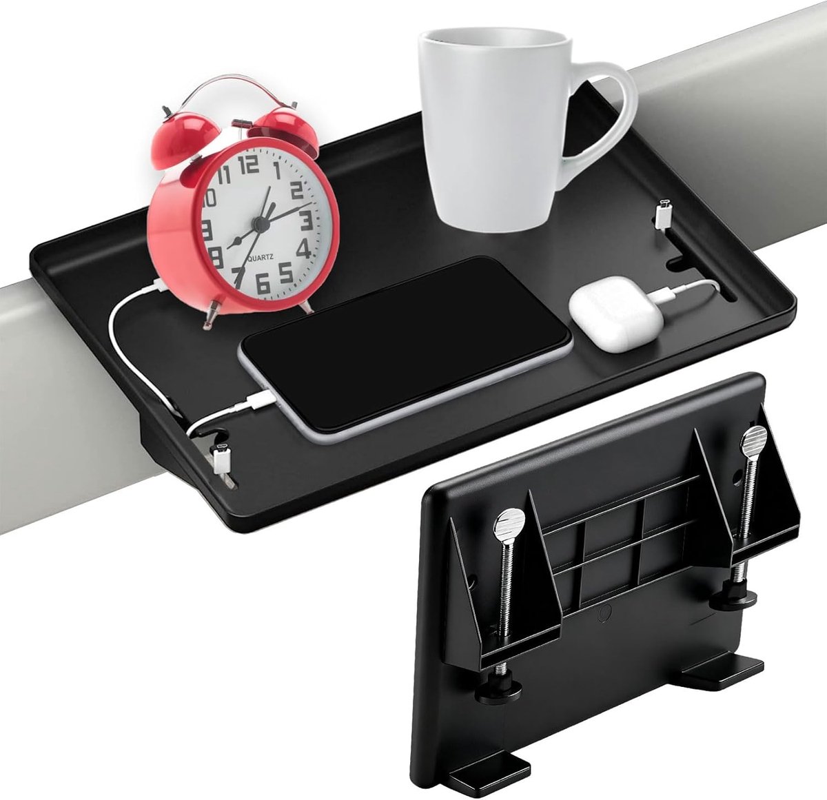 Nachttafel met Plank 32x23cm - Bed Shelf van ABS - Kabelbeheer - Ideaal voor Slaapkamers - ShopVlot