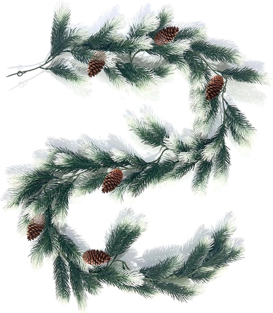 Rattan Kerstguirlande 2 m - Kunststof met dennennaalden - Decoratief - Creëer sfeervolle kerstdecoraties - ShopVlot