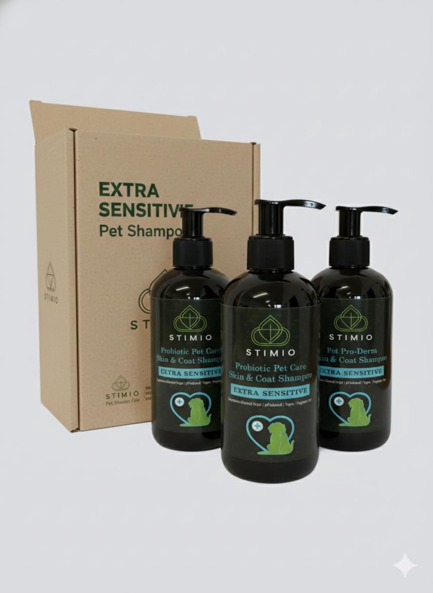 Hondenshampoo Extra Sensitive 3×250 ml - pH-vriendelijk - vegan formule - milde reiniging voor gevoelige honden - ShopVlot