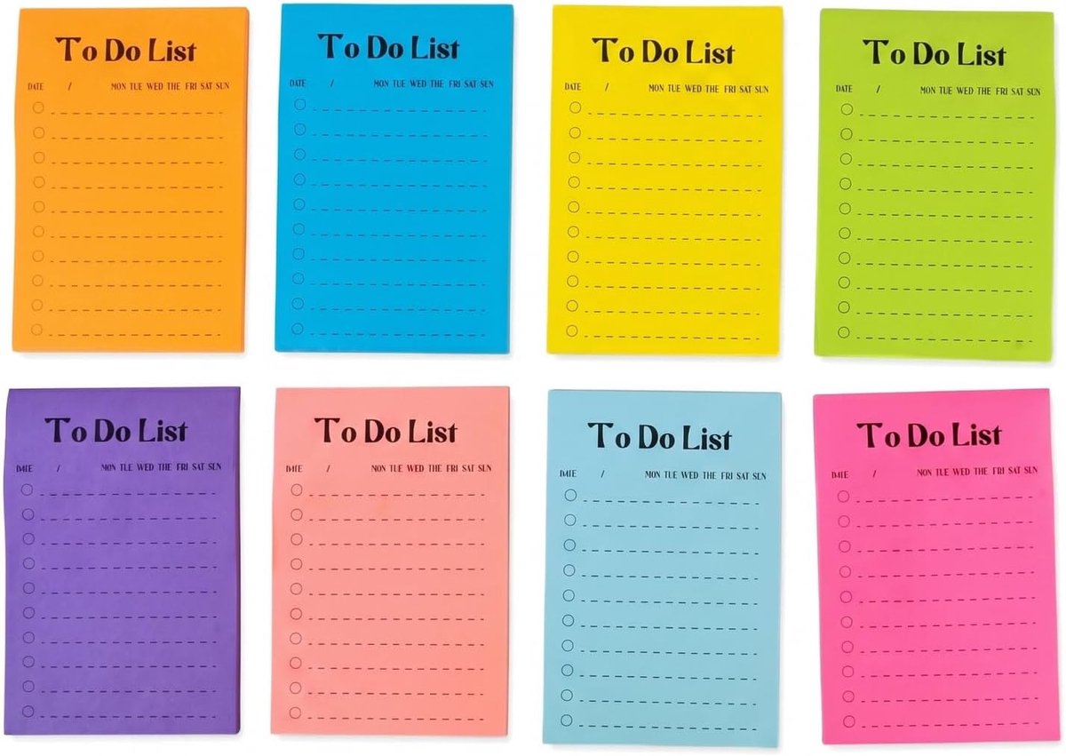 Zelfklevende notitieblokken 10 x 15 cm - gelinieerd - 8 kleuren - ideaal voor to-do-lijsten - ShopVlot
