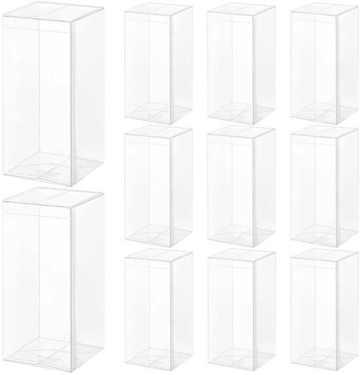15 Stuks PVC Geschenkdozen - 8 x 8 x 18 cm Transparant - Rechthoekige Plastic Snoepdozen
