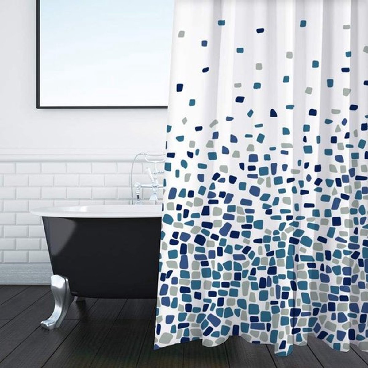 Douchegordijn - schimmel- en schimmelbestendig - mozaïekblauw 180 x 180 cm | Waterafstotende stof | 100% polyester