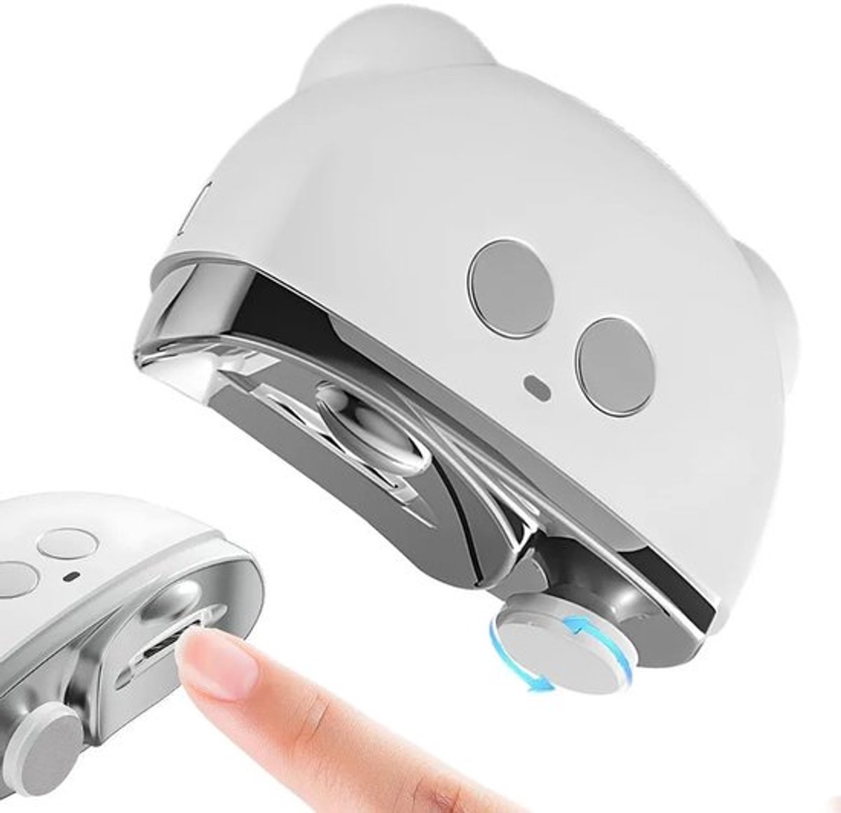 Elektrische nagelknipper met LED-verlichting, 3 snelheidsstanden, stille werking, oplaadbaar, geschikt voor kinderen en volwassenen - wit.