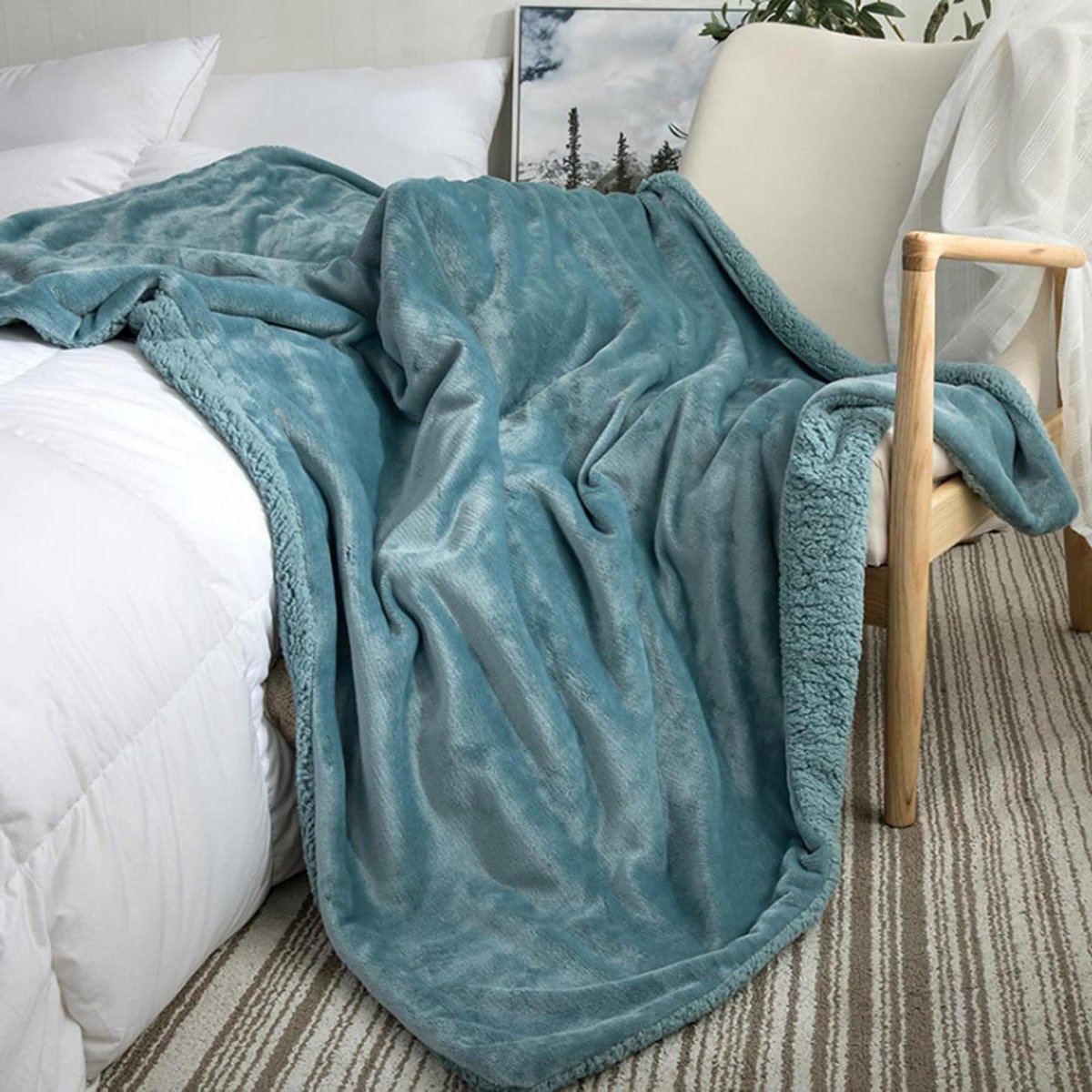 Elektrisch Verwarmde Deken - Verwarmde Plaid Fleece Deken - Warm Blijven - Superzachte Microvezel - 180 x 200 cm - Donkerblauw