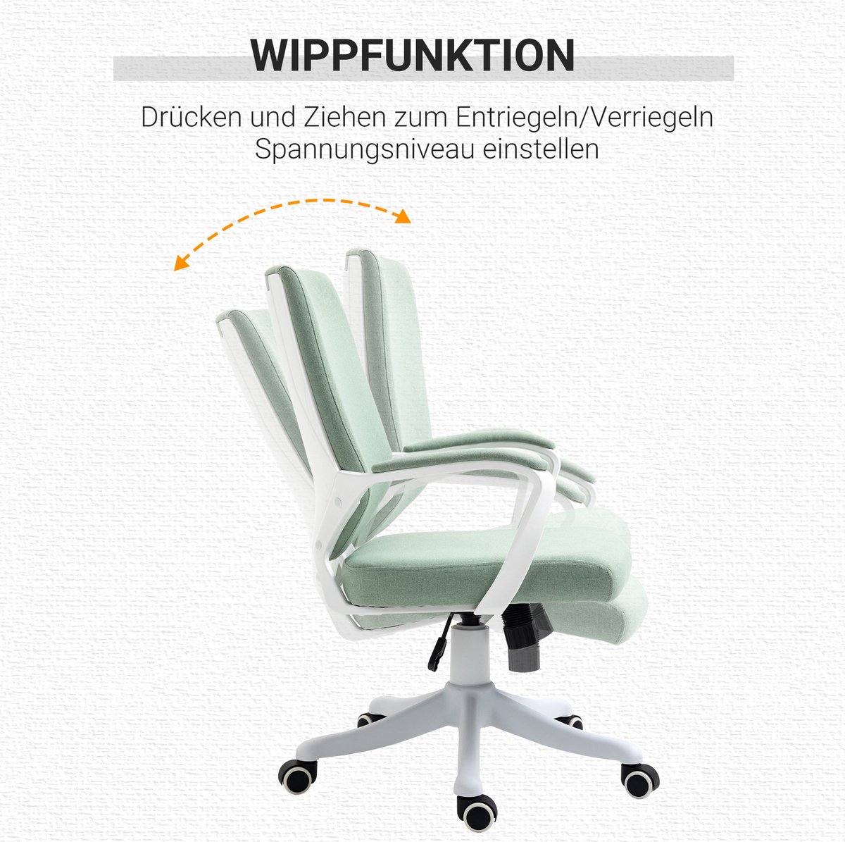 STILVORA Bureaustoel - Ergonomisch - Met Wippenfunctie En 360° Draaibare Wielen - Voor Thuiswerk En Kantoor - Polyester Groen