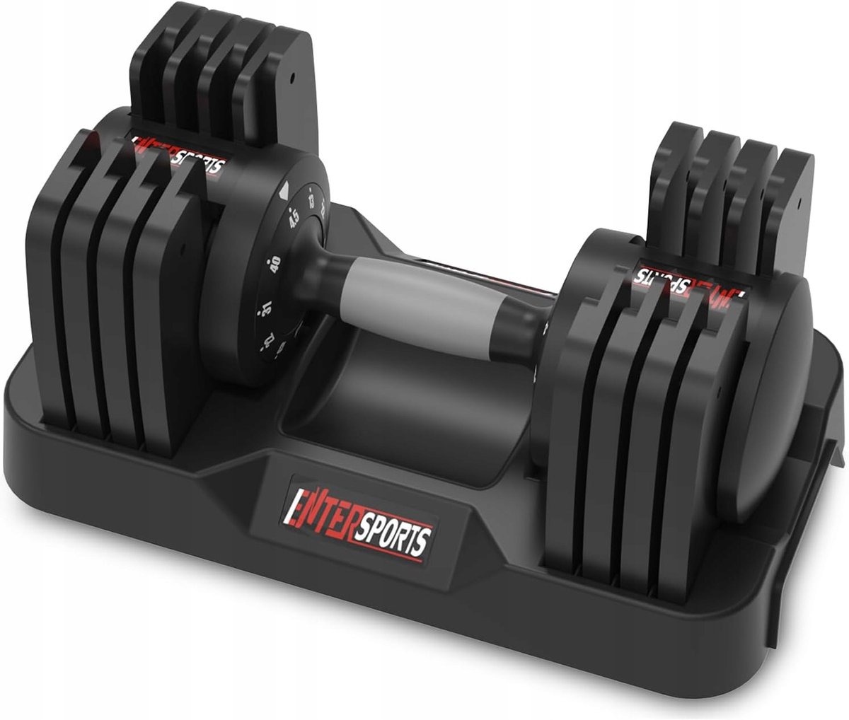 Merkloos Verstelbare Dumbbell 18kg - 5 Gewichtsniveaus - Metaal