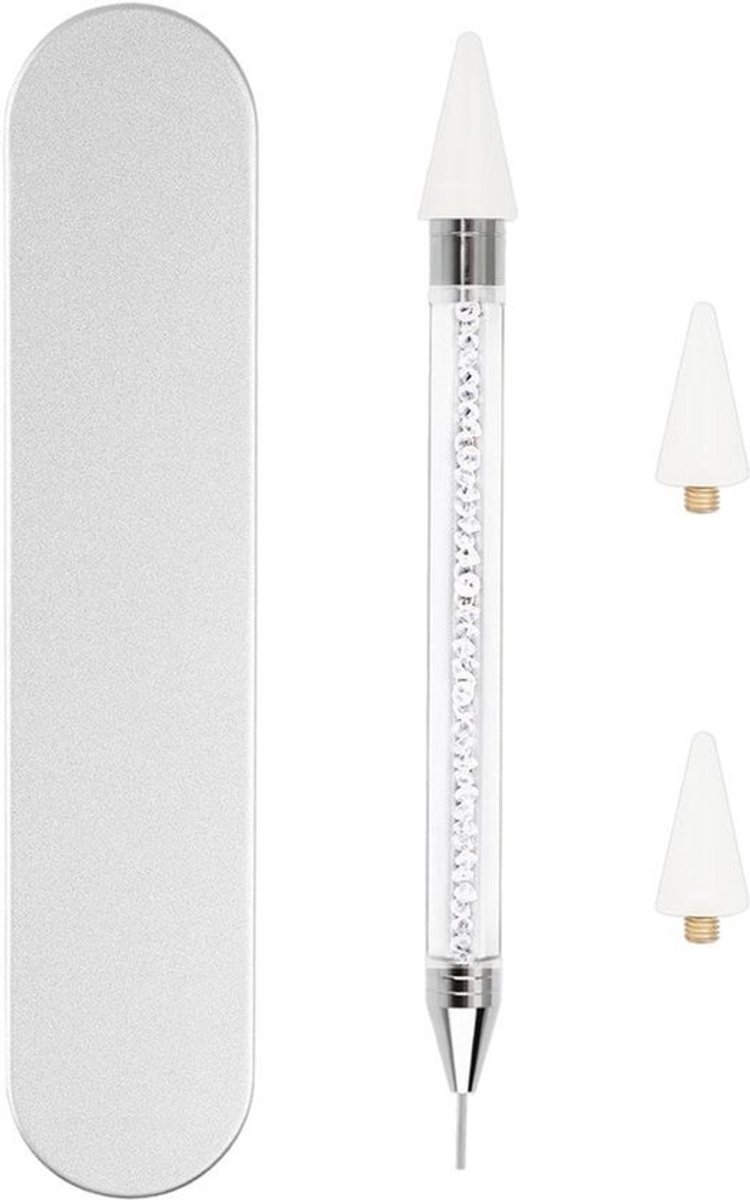 Rhinestone Picker Dotting Pen Tool - Dubbele Hoofd voor DIY Nail Art met 2 Extra Wax Tip en Metalen Doos