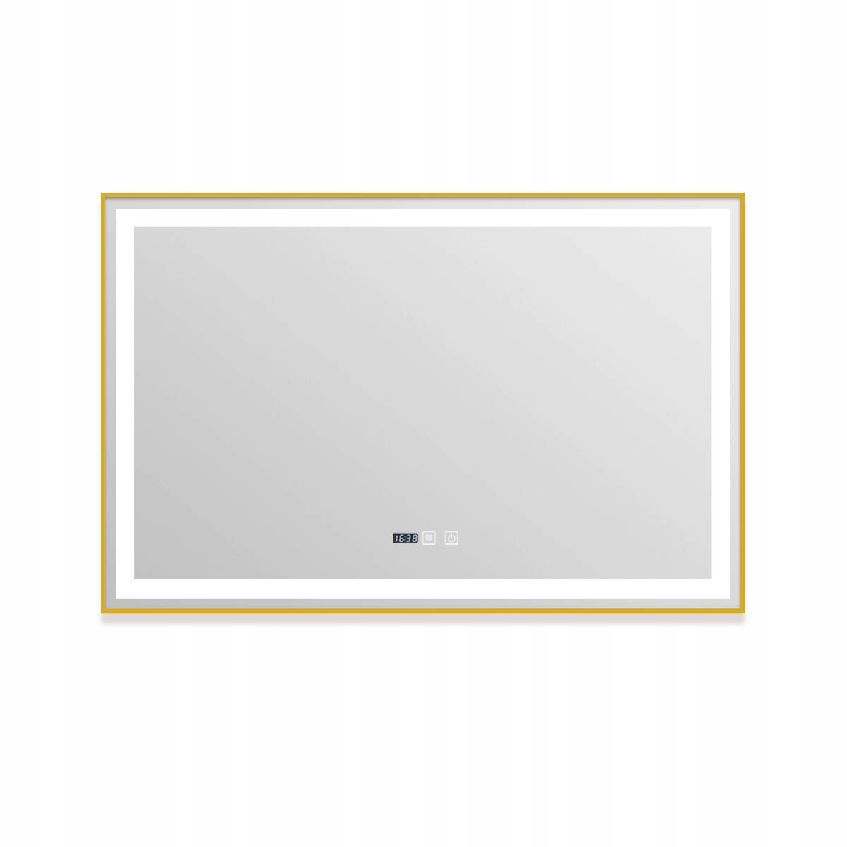 Merkloos LED Badkamerspiegel 100x65cm Goud Antifog met Klok