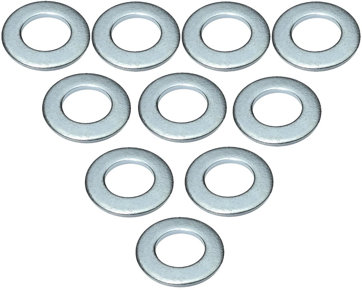 - C49133 - Set van 10 sluitringen plat breder - sluitringen - M8 Ø16 mm H 1,5 mm - van verzinkt staal - DIN 125 - voor houten constructies