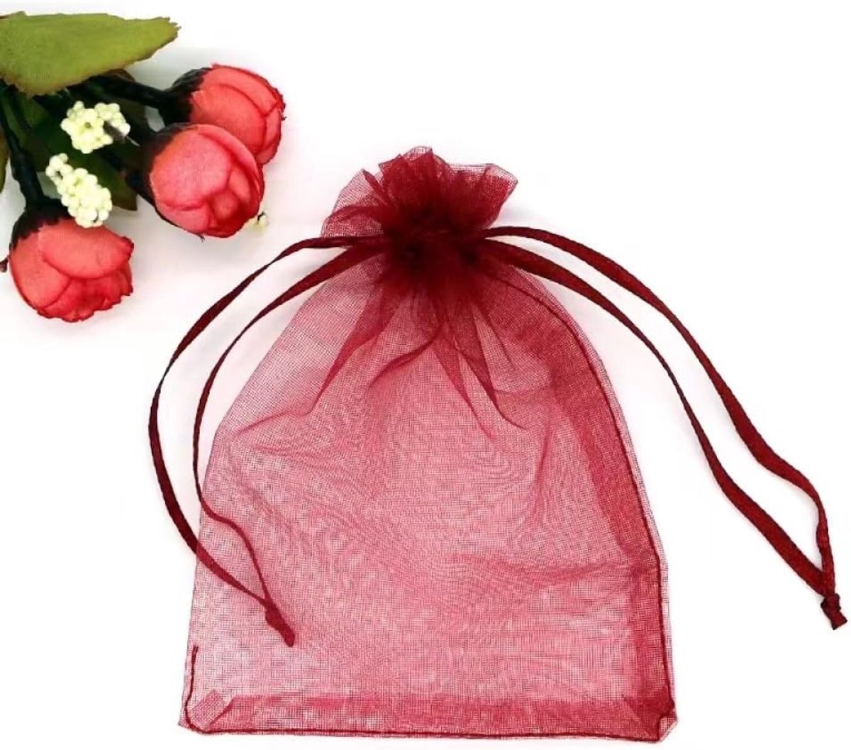 100 stuks Organza Zakjes 9x12 cm, Cadeauzakjes Organza Zakjes, Cadeau Sieraden Bruiloft Snoepzakjes voor Bruiloften (Bourgogne)