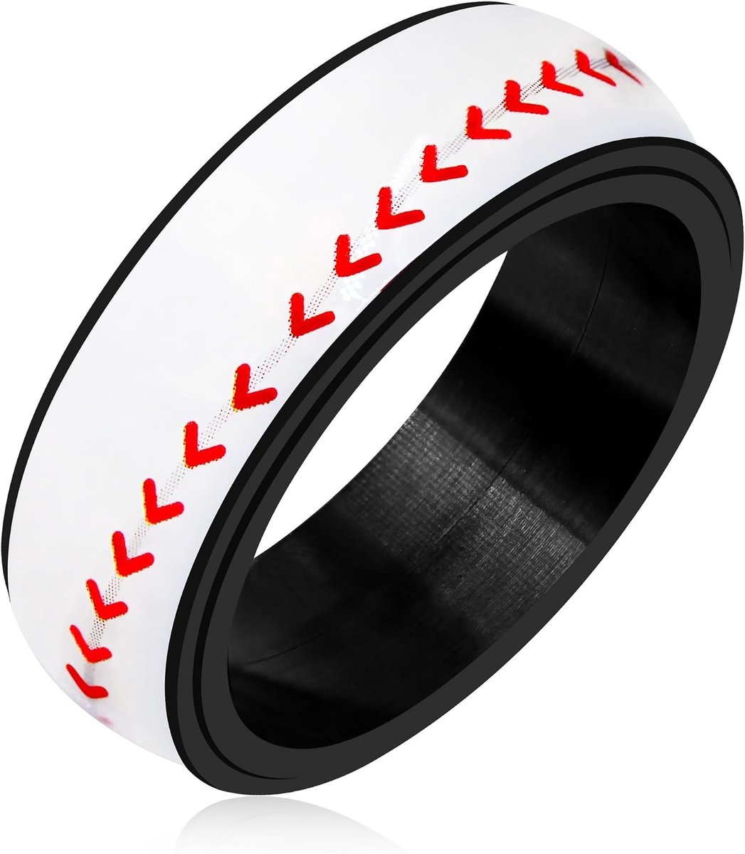 Titanium Staal Stress Verlichtende Angst Draaien Vrij Atleet Sport Liefhebber Ring - Basketbal/Amerikaans Voetbal/Voetbal/Baseball Patroon Roterende Spinner Fidget Band Ringen 8mm