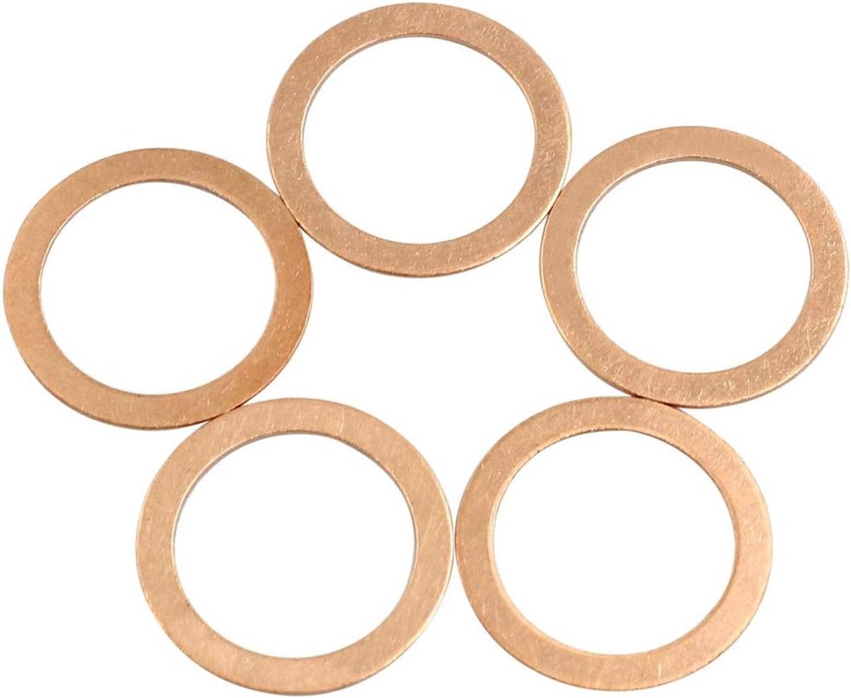 Sourcing map 5 x koperen sluitringen, plat, 24 mm, binnendiameter voor auto's.