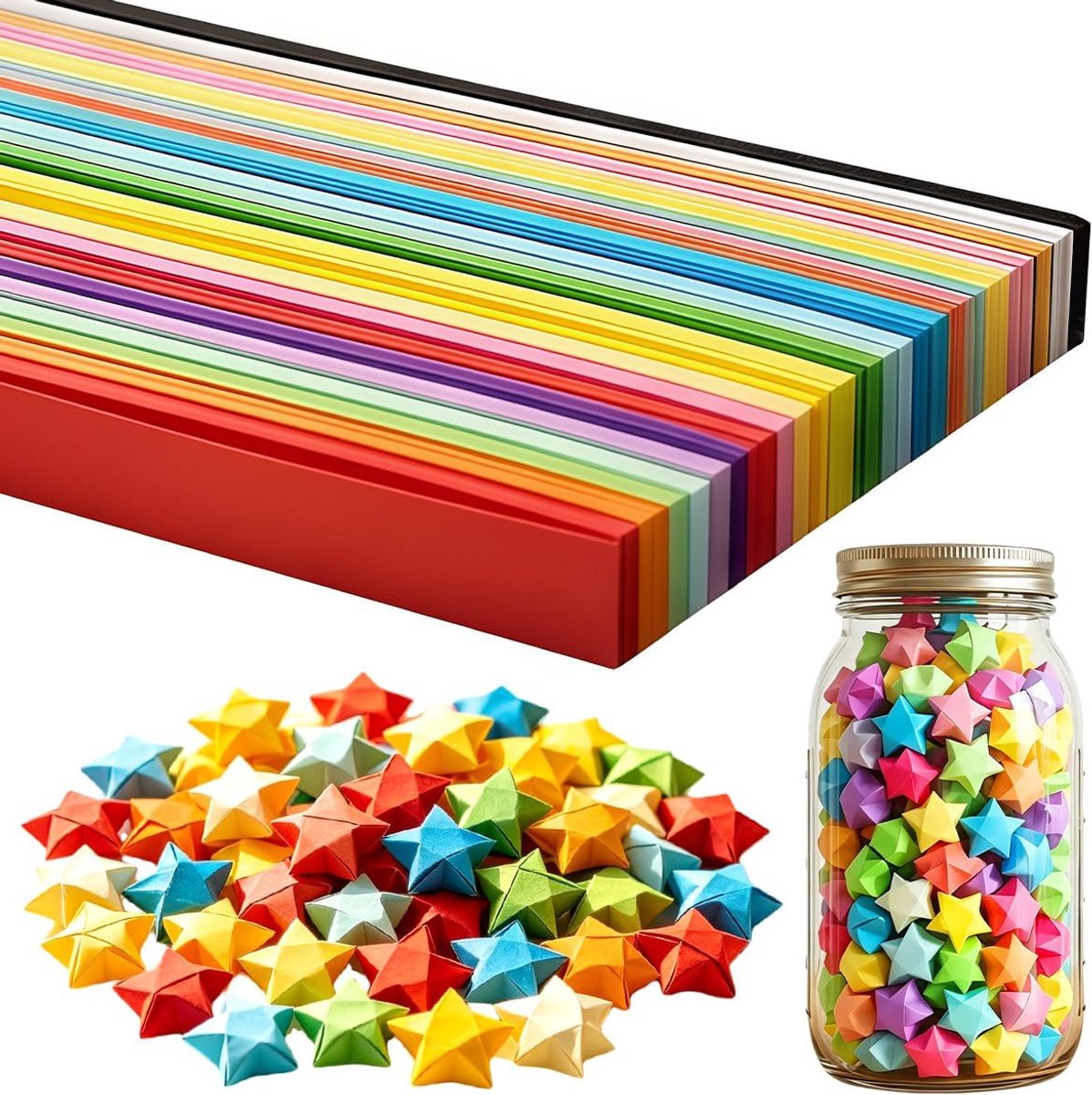 3240 Vellen Origami Sterrenpapier, Papieren Stroken In Stervorm | voor Kunsthandwerk, Cadeauverpakkingen, Feestdagen en Woondecoratie, 27 Levendige Kleuren