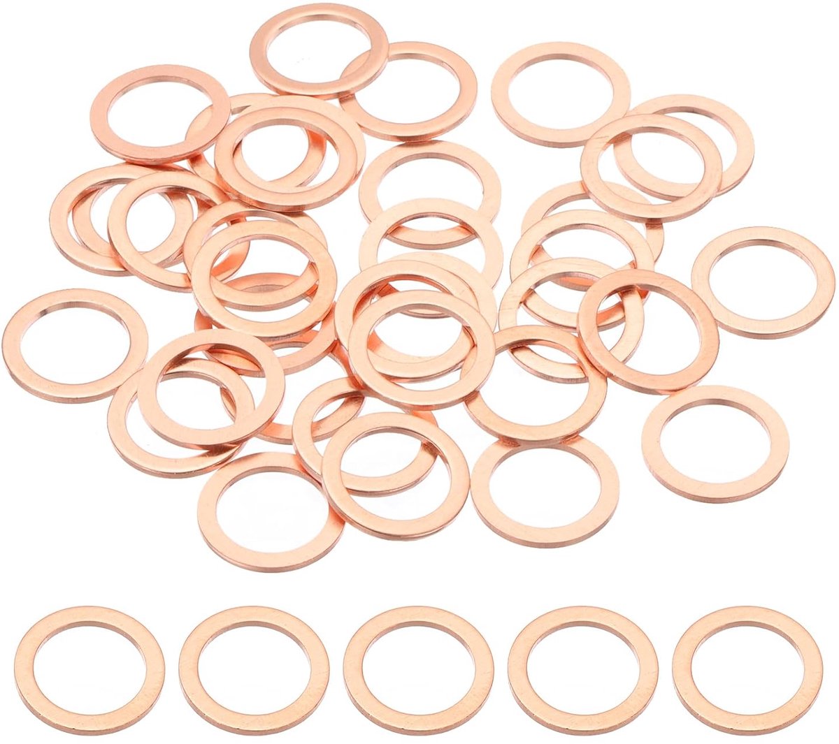 35 stuks sluitringen M10, M10x14x1mm koperen afdichtringen koper, platte afdichtringen koper, koperen afdichtringen, koperen afdichtringen, assortiment voor schroeven, automobielen, schepen