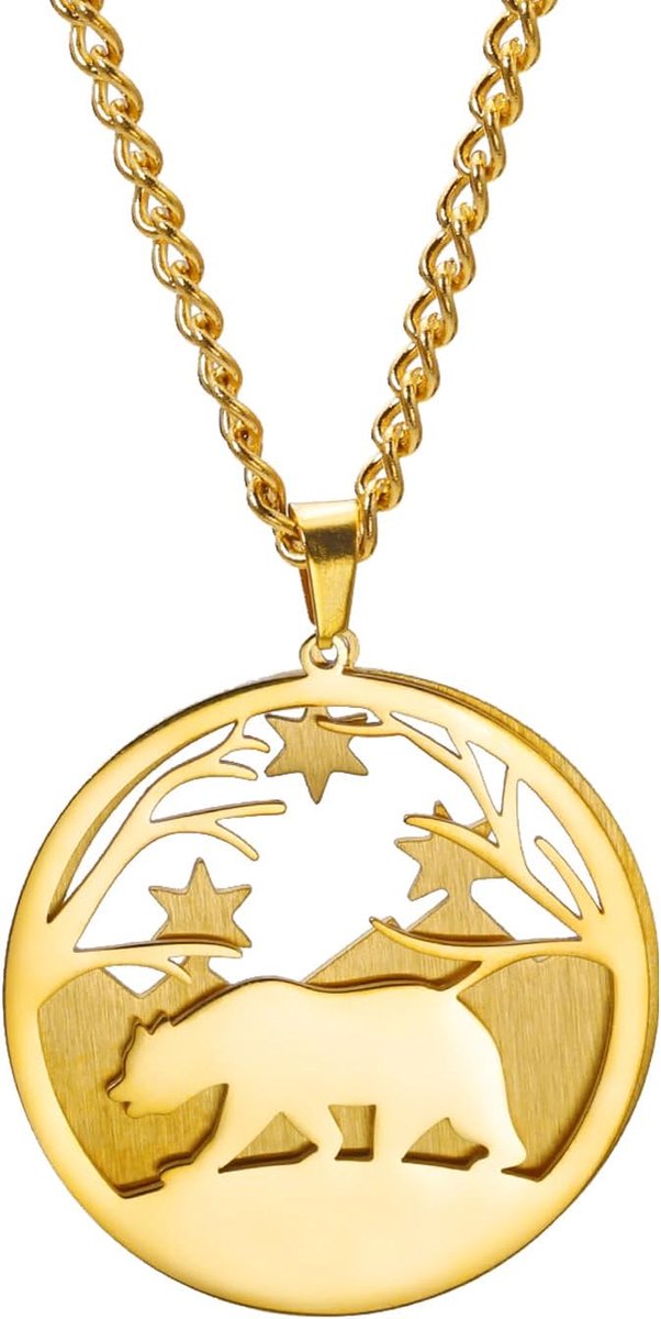 Kkjoy Dier Ketting Rvs Dier in Bos Hanger Ketting Kerst Sieraden Geschenken Voor Mannen Vrouwen