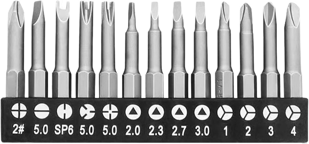 13-delige speciaal gevormde schroevendraaierset, speciale bitset voor U-vormig, Y-vormig, driehoekig, intern gekruist, driepunts-schroevendraaierbitgereedschap, 50 mm lengte