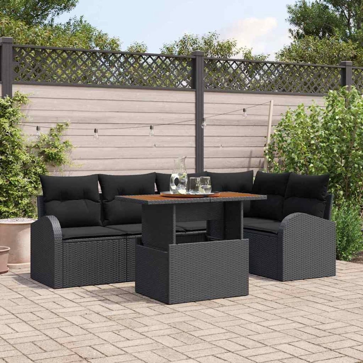 Tuinbankset 6-delig - Grijs Poly Rattan - Modern Design - Perfect voor Balkon of Terras - SnelShoppen