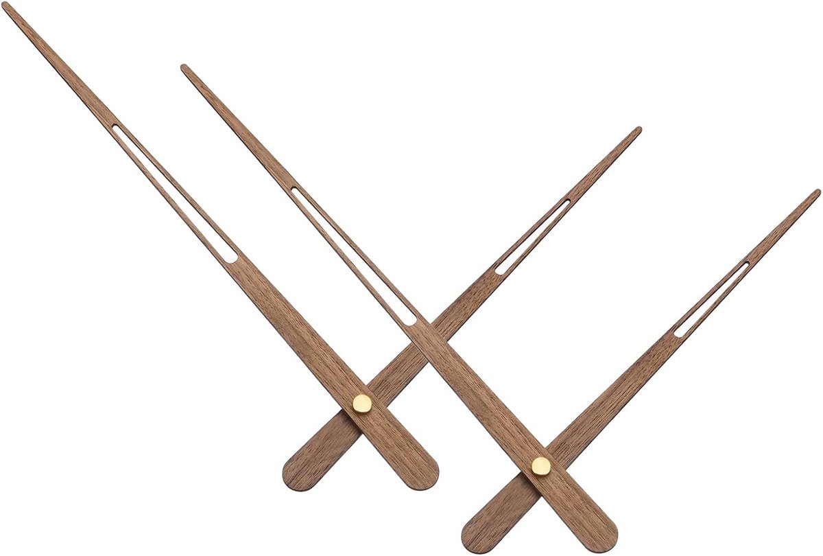 2 Set Lange As Klok Beweging Hand, 245mm Walnoot Houten Hand voor 60cm-2mm Korte Staart Wandklok, Quartz Beweging Mechanisme Reparatie Vervanging Kit voor DIY Craft Home Art Decor