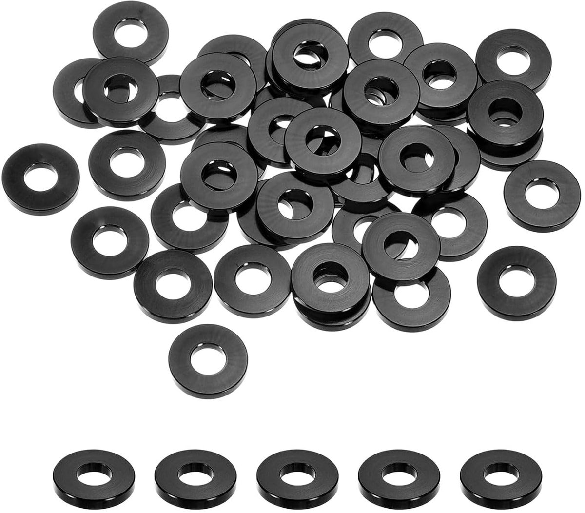 Platte sluitringen van aluminiumlegering M5 voor RC-modellen, zwart, 50 stuks