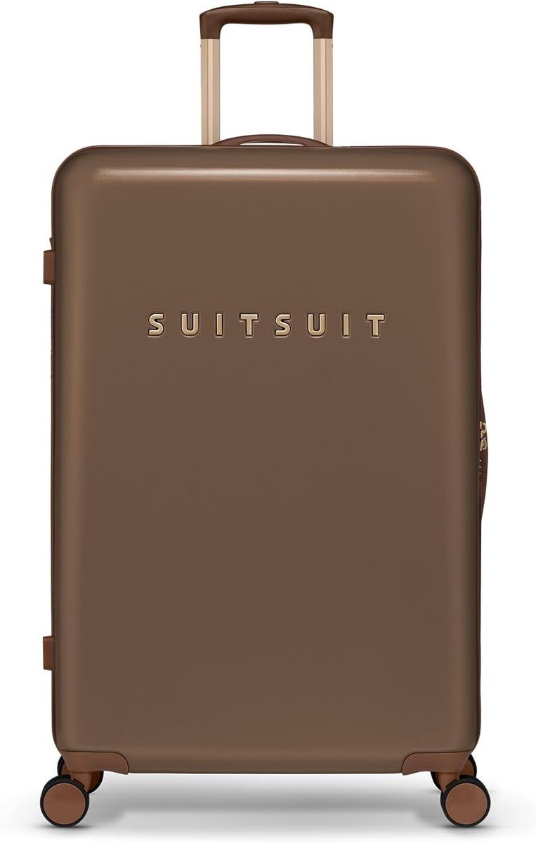 SnelShoppen - Grote Lichte Reis Koffer - Hardcase Met 4 Wielen - Veilig TSA Slot - Fab Seventies Cocoa Brown - Ideaal Voor Vakantie Of Weekendje Weg