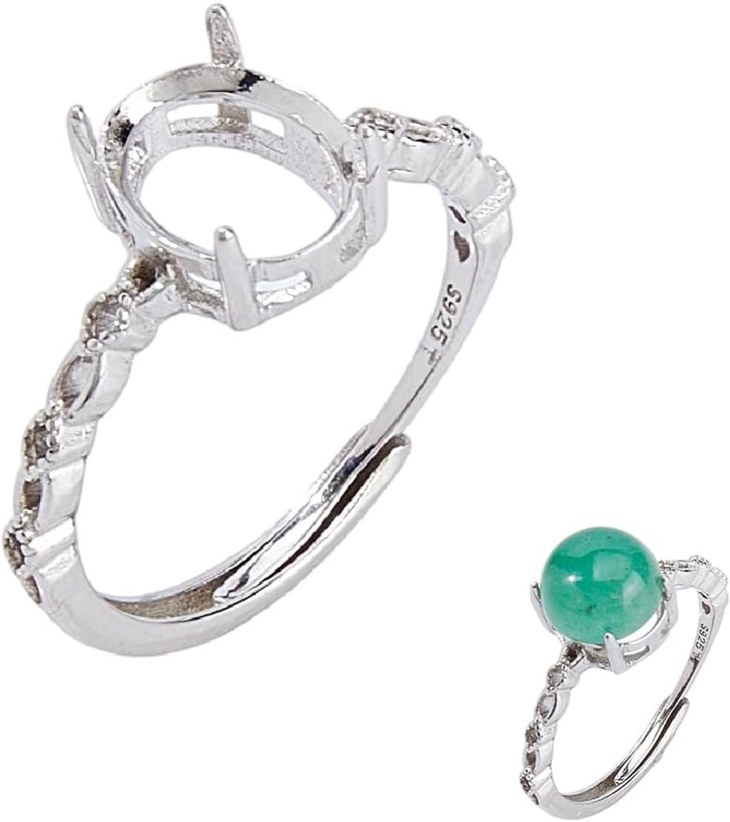 1 stuk 925 sterling zilver verstelbare ringzettingen platina klauwring onbewerkte klauwring componenten voor onregelmatige cabochon oorbellen sieraden maken doe-het-zelf handwerk