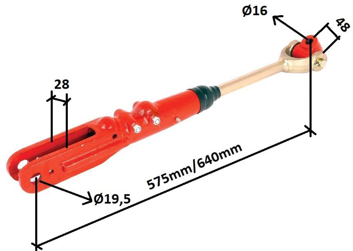 Hubstrebe Lifting Rod 575-640 mm - Lifting Spindle - Voor IHC-CASE IH 250 275 276 354 - SnelShoppen