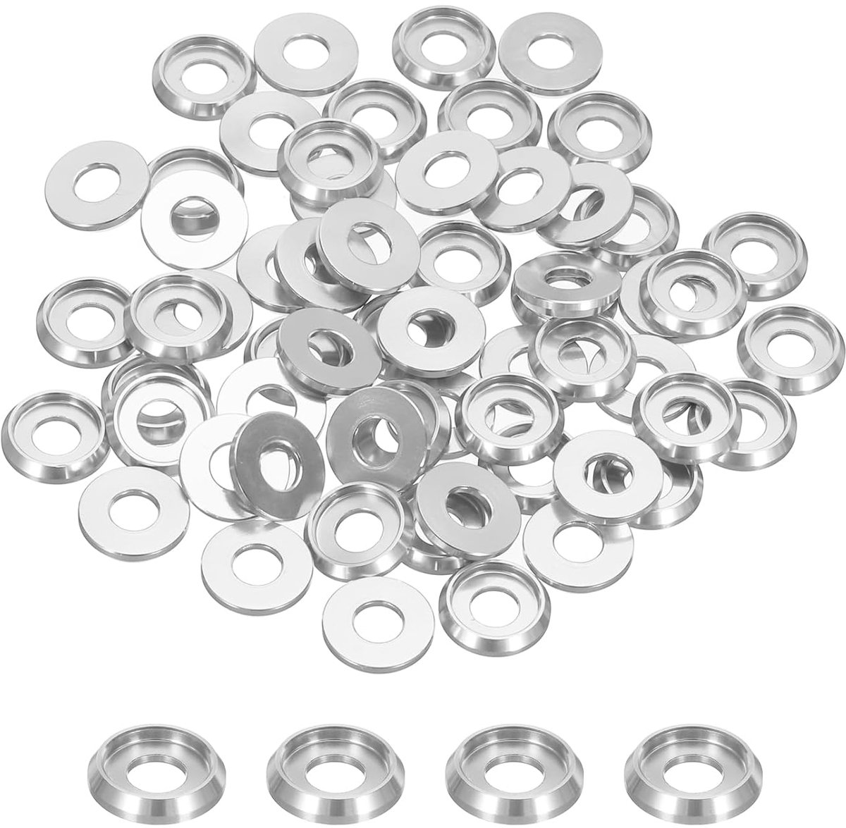 Kegelvormige sluitringen M5, gatdiameter 5 mm, afdichtingen van aluminium, sluitringkop, Rc/Fpv/PC/drone/mechanische accessoires, modelonderdelen, Pz60 (zilver)