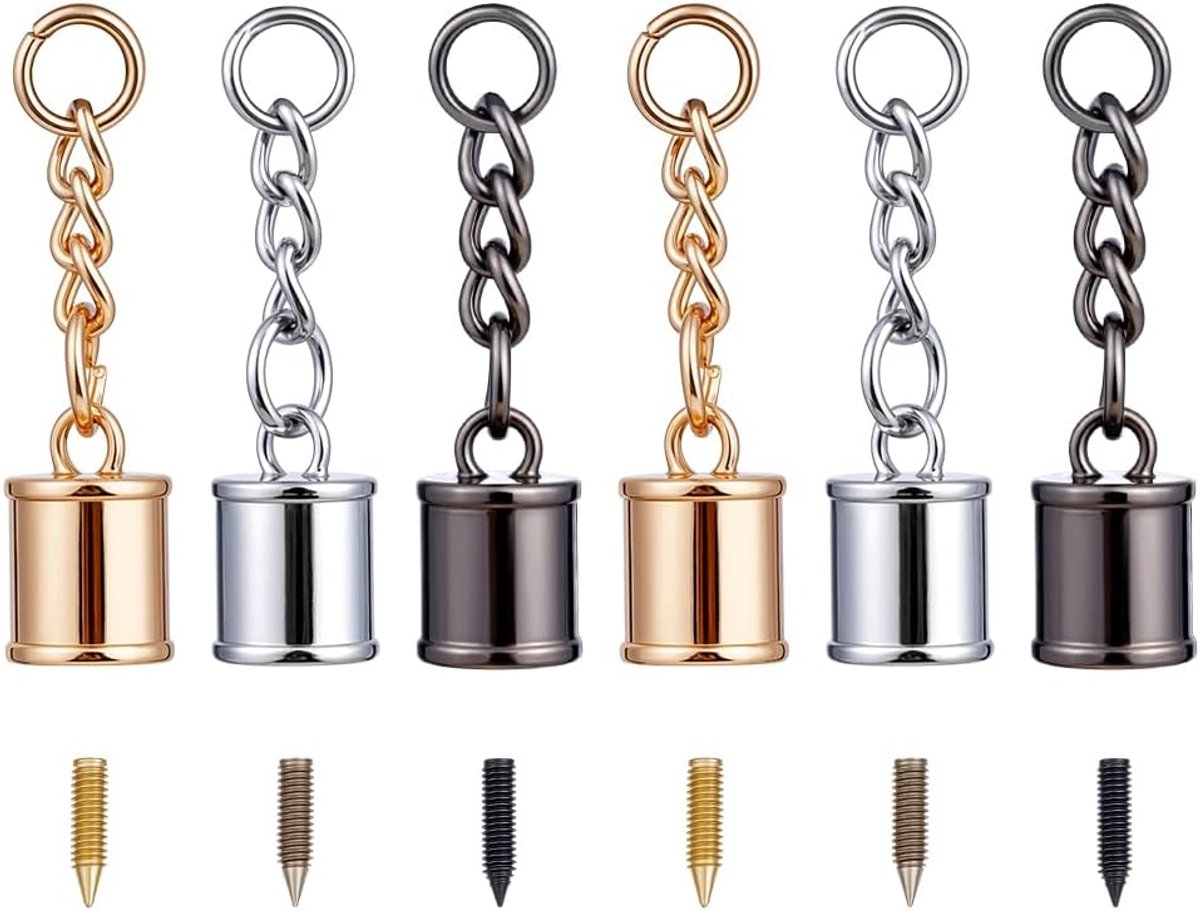 30 Set 3 kleuren koord eindkappen met schroeven voor kwasten legering zuilen koorduiteinden parelkappen beugel met ketting voor het maken van sieraden