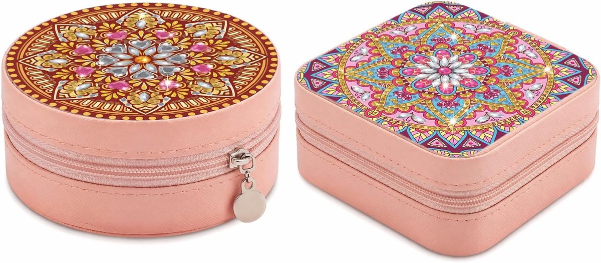 2 stuks Diamond Painting juwelendoos set, 5D DIY knutselset voor volwassenen | Creatief knutselwerk voor vrouwen, meisjes, glinsterend diamantschilderij, doe-het-zelf accessoires