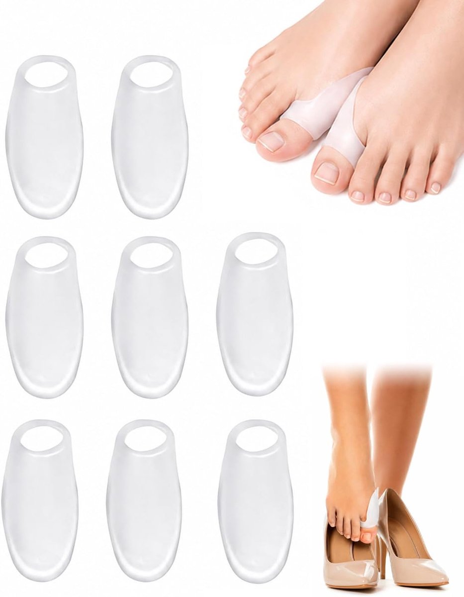 Valgus Protector, 4 paar teenbeschermers, zachte spreiders ter verlichting van eeltknobbels en comfort in schoenen