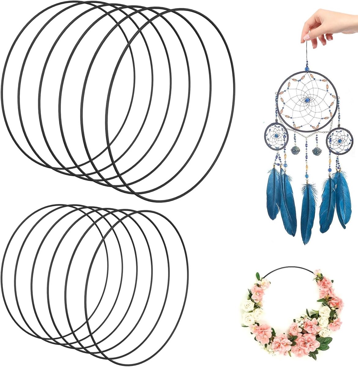 Ringen voor Handwerken - Set van 12 DIY Dromenvanger Ringen van 10 cm en 15 cm - Hoge Kwaliteit Roestbestendig Metaal voor Creatieve Projecten, Versieringen en Geschenken