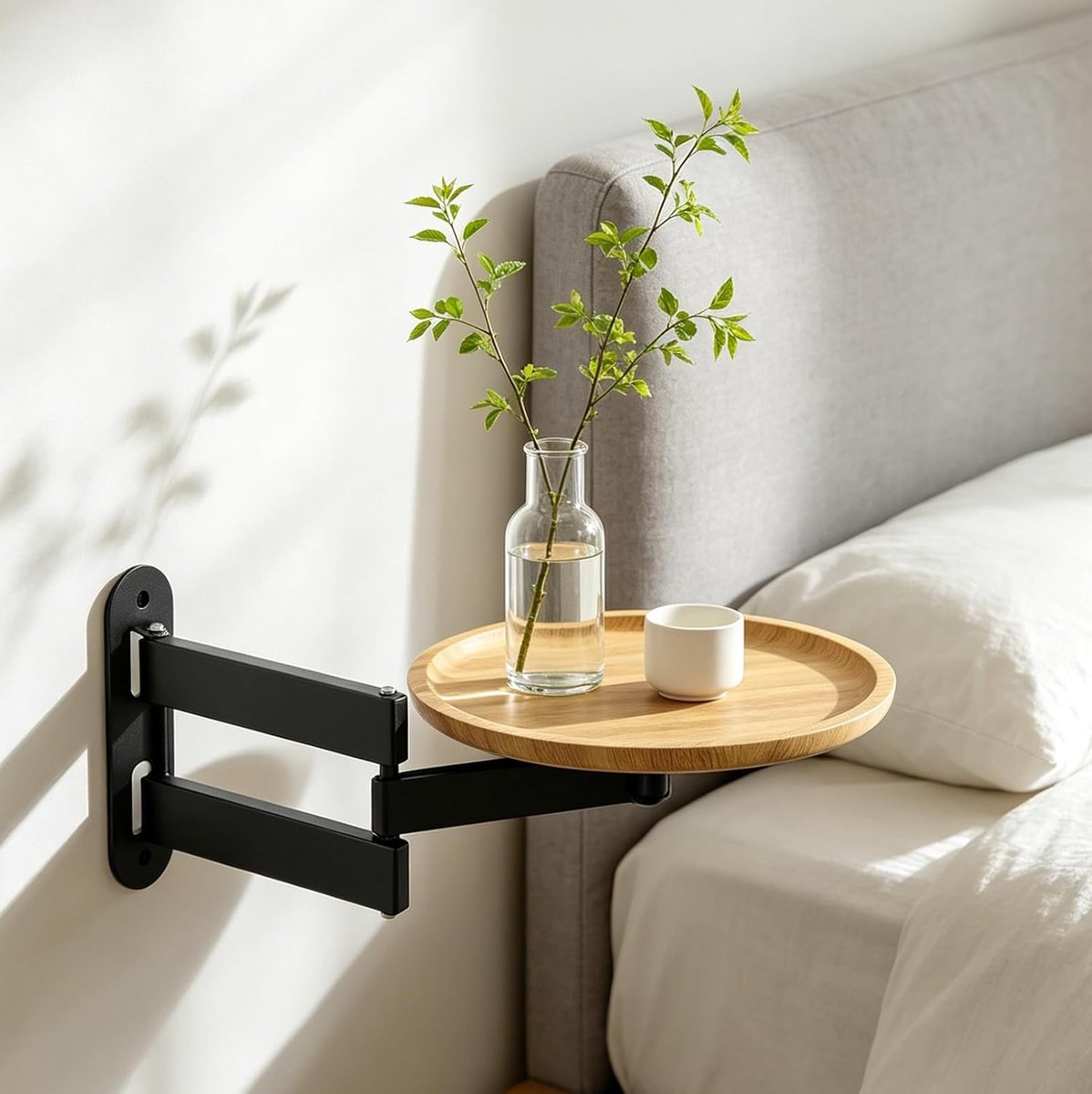 Wandtafel rond, inklapbare wandtafel 30 cm | kleine wandmontage, uittrekbaar, ronde tafel, wandtafel, 180 graden vrij instelbaar, klaptafel, muur voor slaapkamer, balkon