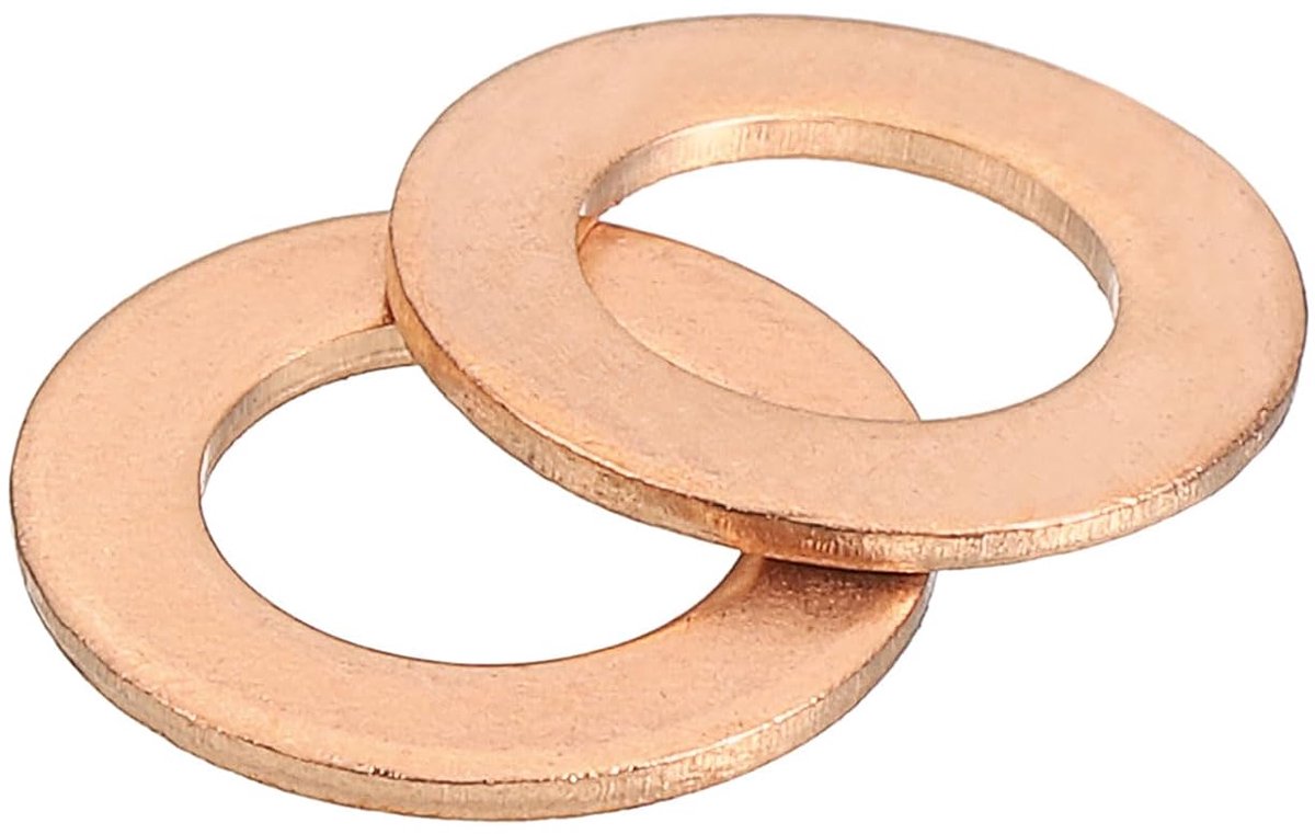 Platte sluitringen, 50 stuks sluitringen van koper, 14 mm, OD-ringafdichting van metaal voor schroeven en moeren