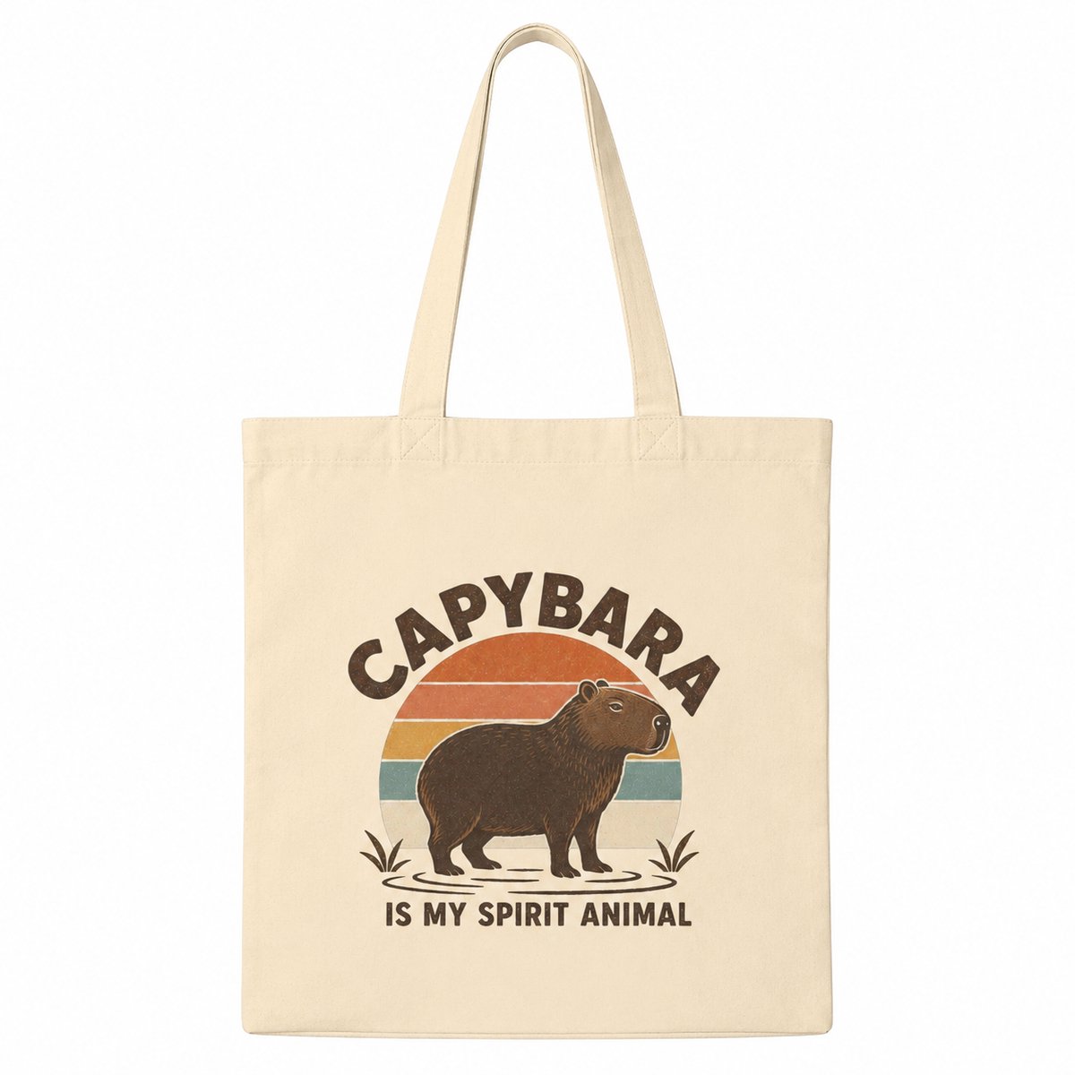 Capybara Tote Bag – Capybara Is My Spirit Animal – Beige Shopper – Retro Capybara Tas – Cadeau voor Capybara Liefhebber