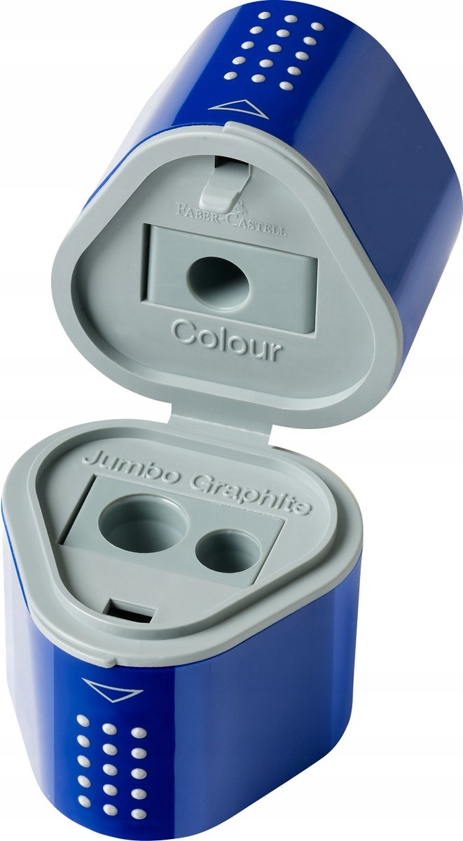 Markloze potlood- en kleurpotloodslijper met dubbel reservoir - Blauw