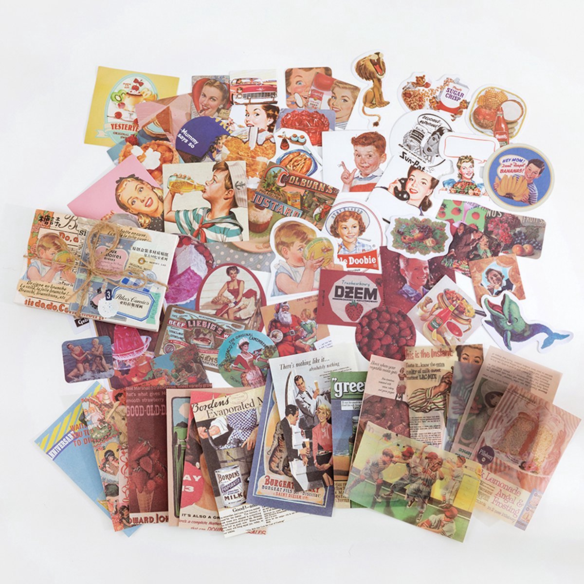 Casalora Vintage Stickers Set - 60 Stuks Scrapbook Stickers - Mix Materiaal Stickers voor Junk Journal, Scrapbooking en DIY Decoratie