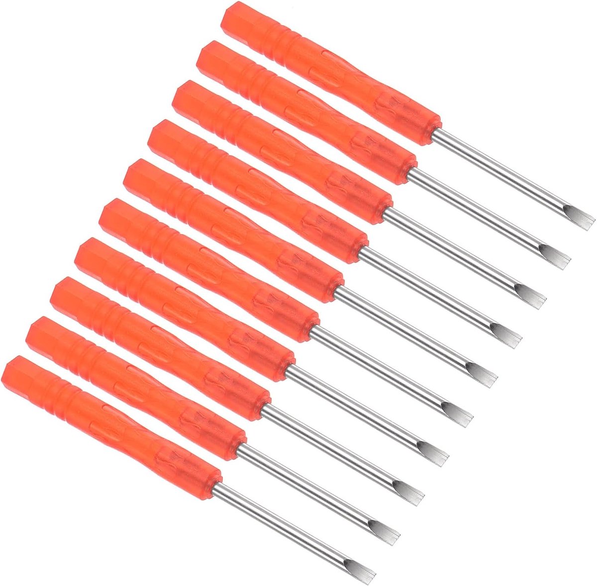 sleufschroevendraaier, 3 mm maat 85 mm lengte, stalen platte schroevendraaier met antislip rode grip - (Toepassingen: voor brillen horloges elektronica computer), 10 stuks