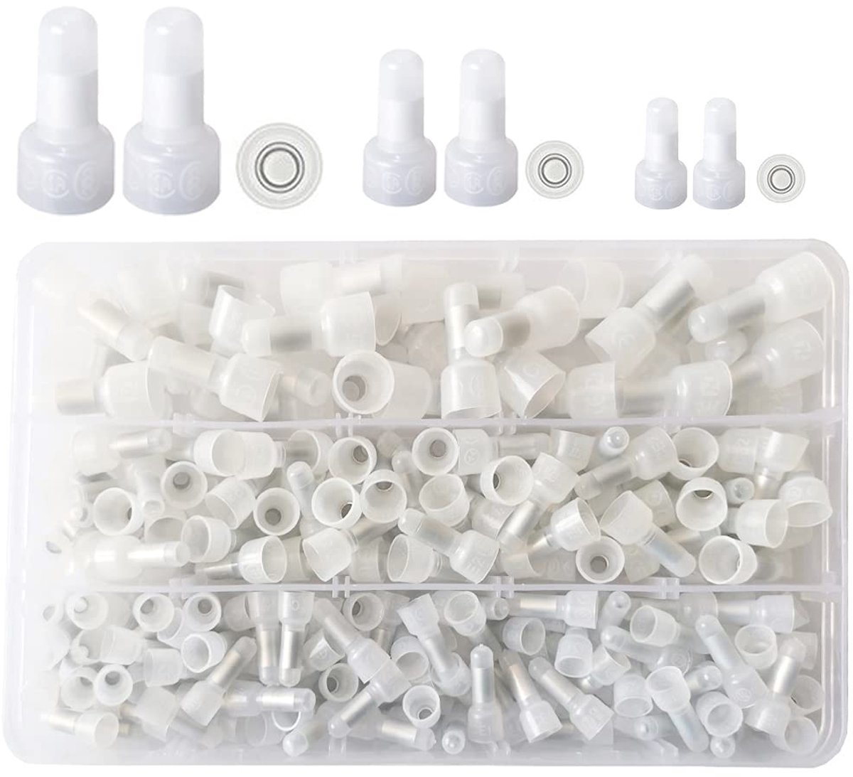 250 stuks gesloten eindkrimpconnectoren nylon draad krimpdoppen terminal connectoren assortiment kit 22-16/16-14/12-10 AWG ANM