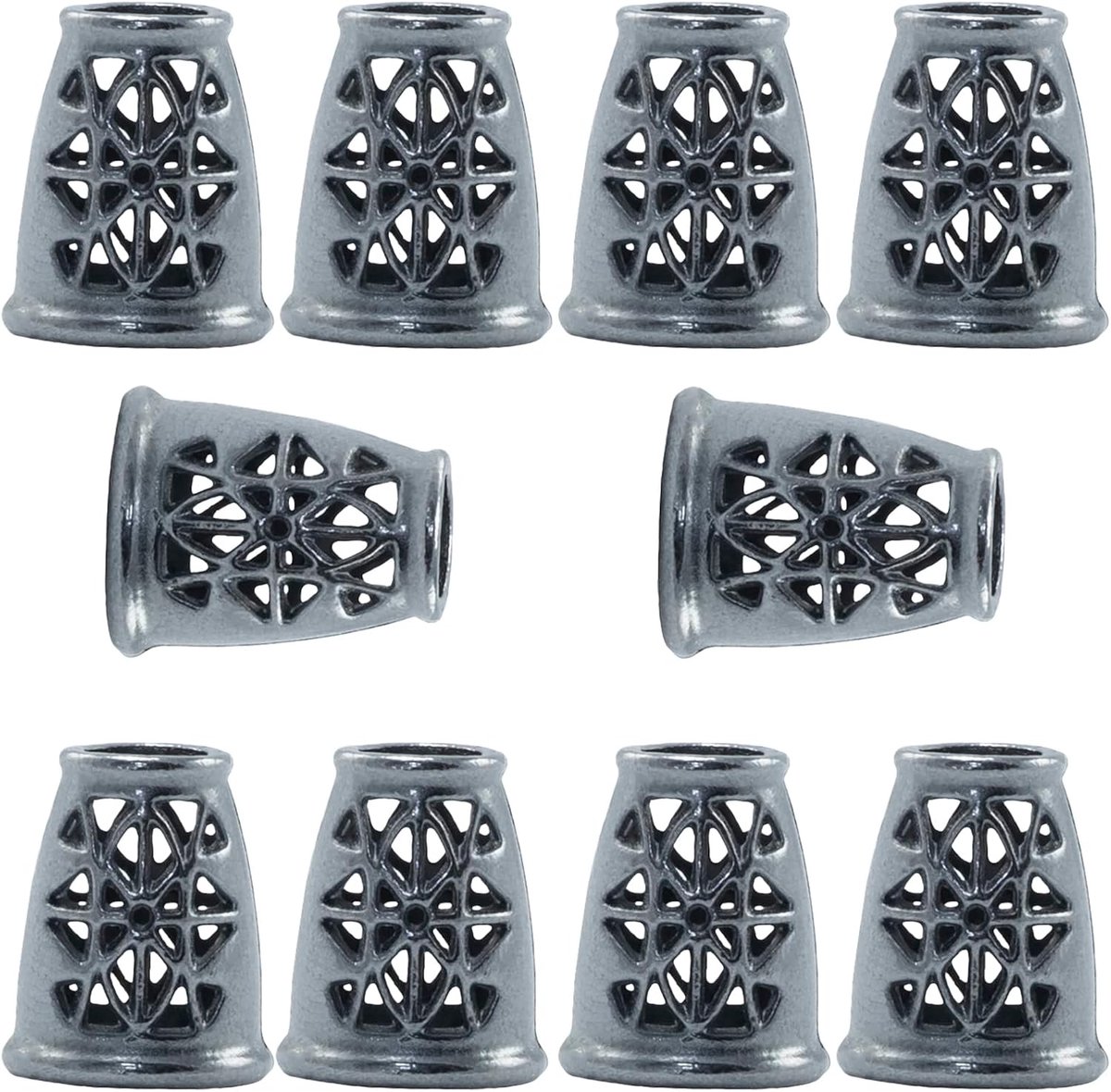 - C60511-10 stuks koordpunten voor kleding 5x8x13 mm - voor veters, binddraad, mantel, anoraks, tas, hobby, naaien, kort, van metaal, grafiet