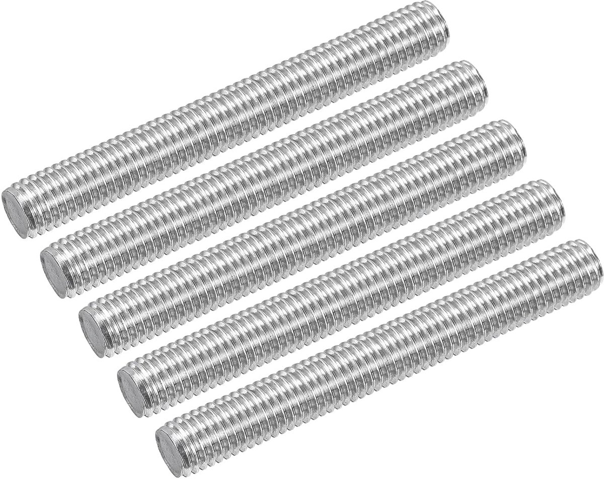 5 stuks M6 x 50 mm volledige schroefdraad stang 304 roestvrij staal rechtse schroefdraad stangen voor ankerbouten, klemmen, haken en U-bouten, 1 schroefdraadhelling