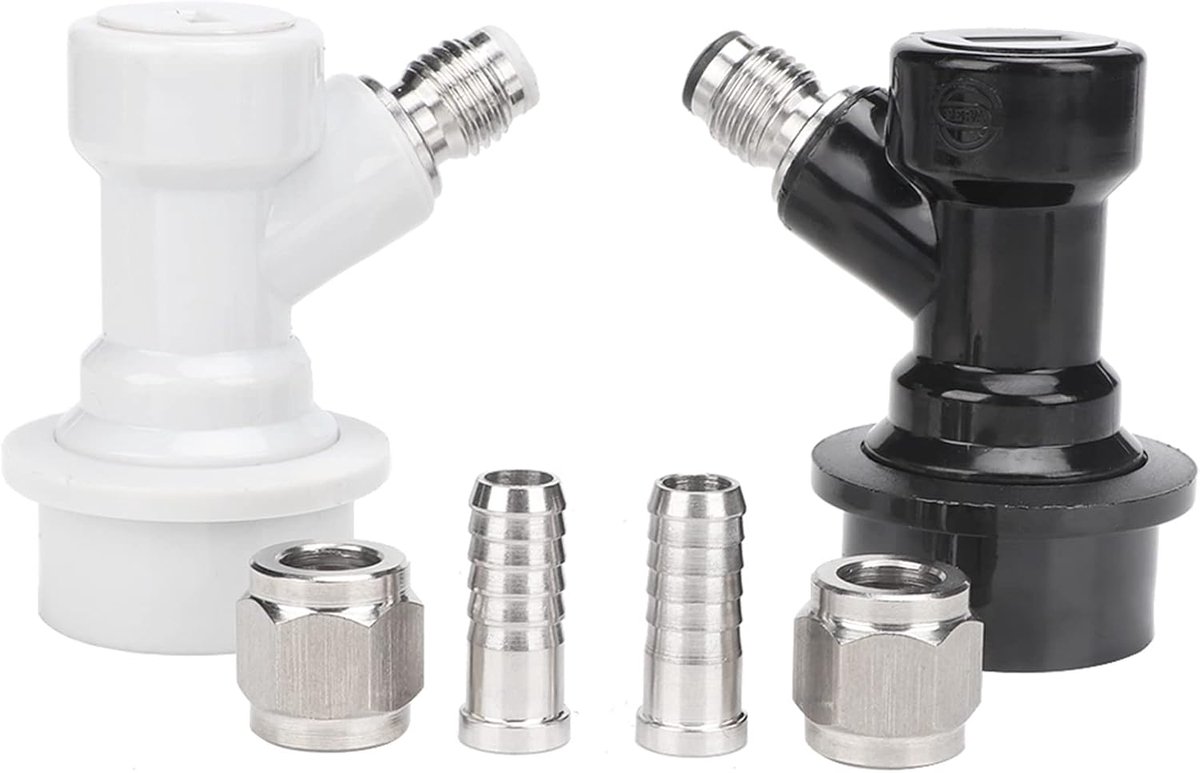 Lock Adapter, 4 Stuks MFL Schroefdraad Ball Lock Keg Fittings, Kunststof Adapter met Wartelmoer, voor Gas en Vloeistof